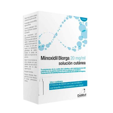 Minoxidil Biorga 20 MG/ML Solución Cutánea 3 Frascos 60 ML