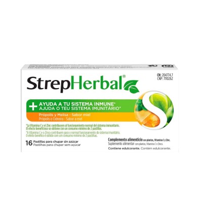 Strepherbal 16 Pastillas para Chupar Sabor Miel
