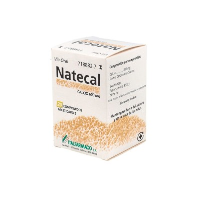 Natecal Calcio 20 Comprimidos Masticables 600 MG