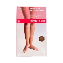 Farmalastic Media Corta Compresión Normal Puntera Abierta Talla G - Camel