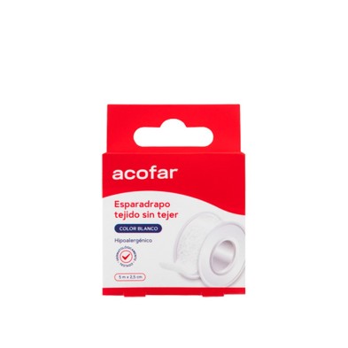 Acofar Esparadrapo Tejido Sin Tejer 5 M X 2,5 Cm Color Blanco 1 Ud
