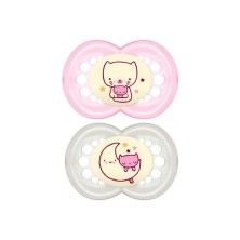 Pack Doble Mam Chupete Silicona Original Night + 6 M Rosa 1 Ud