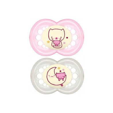 Pack Doble Mam Chupete Silicona Original Night + 6 M Rosa 1 Ud