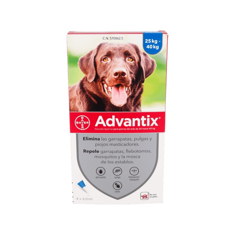 Advantix 400/2000 Mg Solucion Spot-On Para Perros  25-40 Kg 4x4 ML
