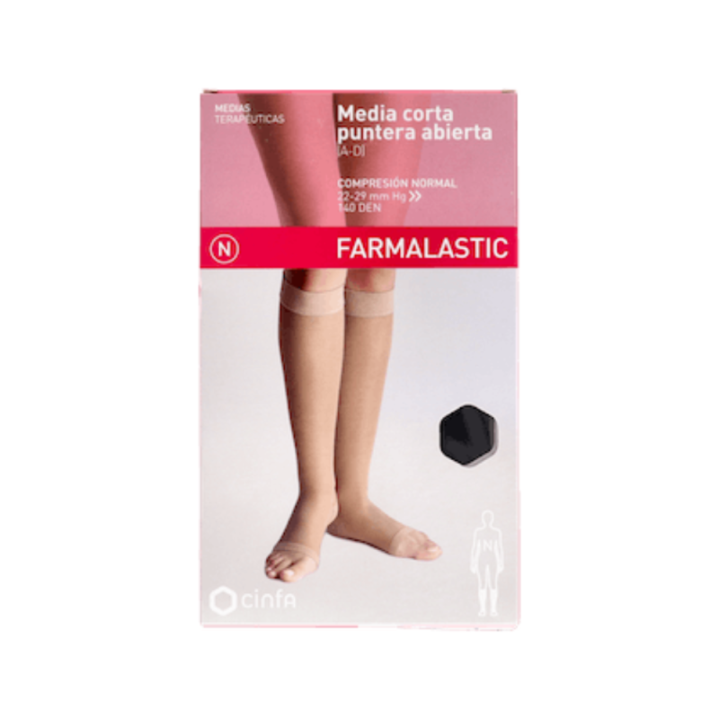 Farmalastic Media Corta (A-D) Compresion Normal Punta Abierta Talla Grande Color Negro 2 Ud