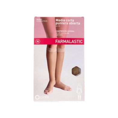 Farmalastic Media Corta (A-D) Compresion Normal Punta Abierta Talla Pequeña Color Camel 2 Ud