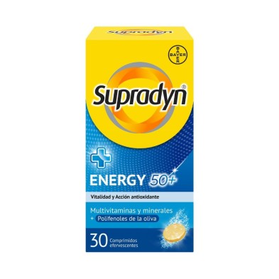 Supradyn Energy 50+  contiene 30 Comprimidos Efervescentes