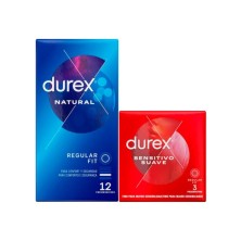 Pack Durex Con Natural Plus 12u+Sens 3u