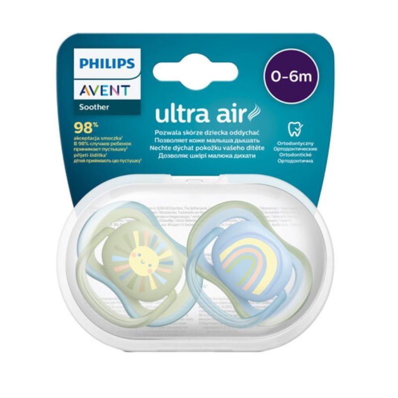 Philips Avent Ultra Air Chupete Silicona 0 - 6 Meses Niño Sol Arco Iris 2 Ud 1 Ct