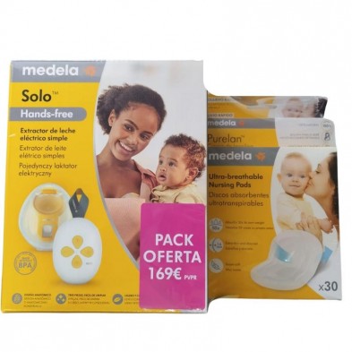 Pack Medela Extractor Solo Hand Free + Purelan + Discos 1 Ud