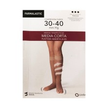 Farmalastic Media Corta Compresión Fuerte Abierta Beige Grande 1 Media