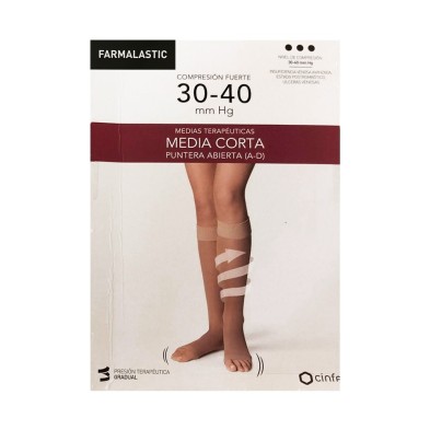Farmalastic Media Corta Compresión Fuerte Abierta Beige G