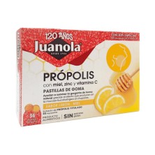 Juanola Própolis Sabor Limón, Miel Zinc y Vitamina C, 36 Pastillas De Goma