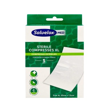 Salvelox Med Compresas Estériles XL 10 cm x 7,5 cm 5 apósitos