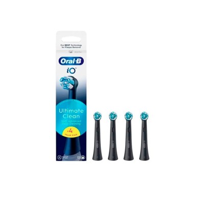 Oral-B iO Recambios Cepillo Dental Eléctrico Ultimate Clean Negros - Pack de 4