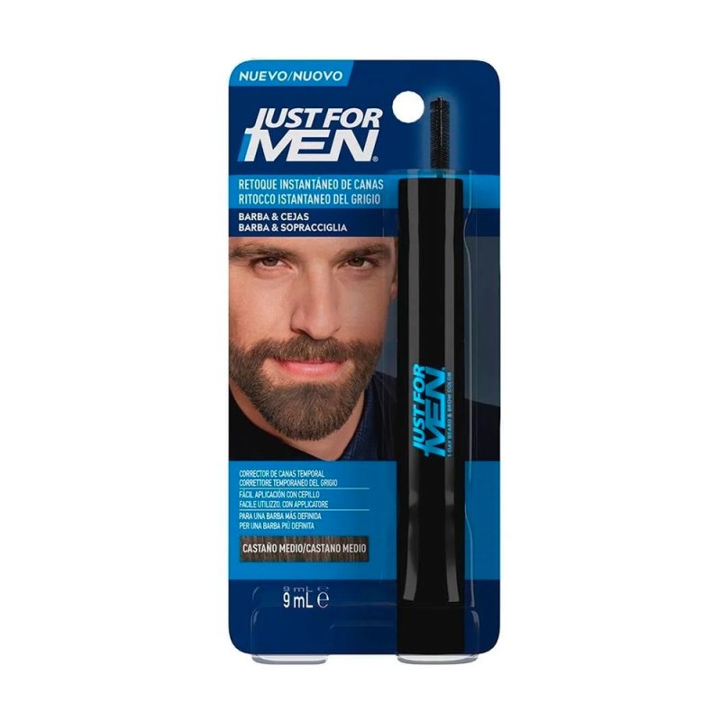 Just For Men Barba Y Cejas Corrector De Canas Castaño Medio 9 ml