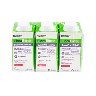 Tríplo NS Florabiotic SueroPro+ Oral Sabor Fresa 3 x 200 ml