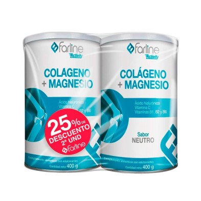 Duplo Farline Activity Colágeno + Magnesio Sabor Neutro 2x400 GR