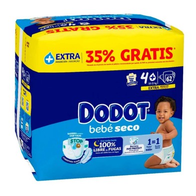 Dodot Bebé Seco Extra Talla 4+ 62 unidades