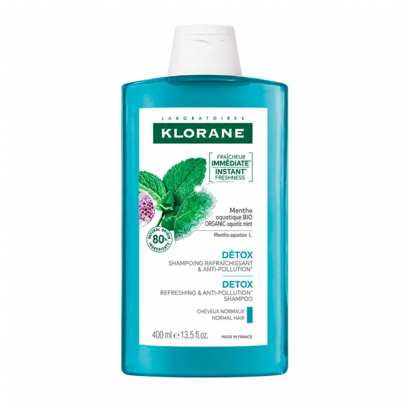 Klorane Champú Detox Menta BIO 400 ml | Antipolución
