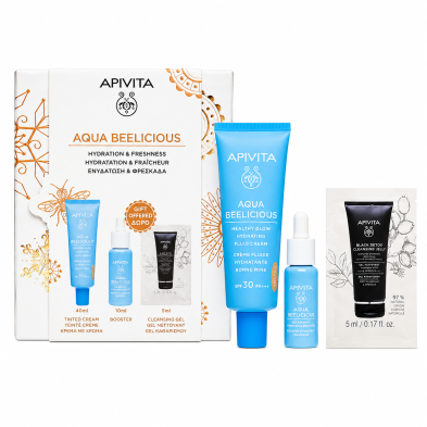 Pack Apivita Aqua Beelicious Gel, Sérum y Fluido SPF 30