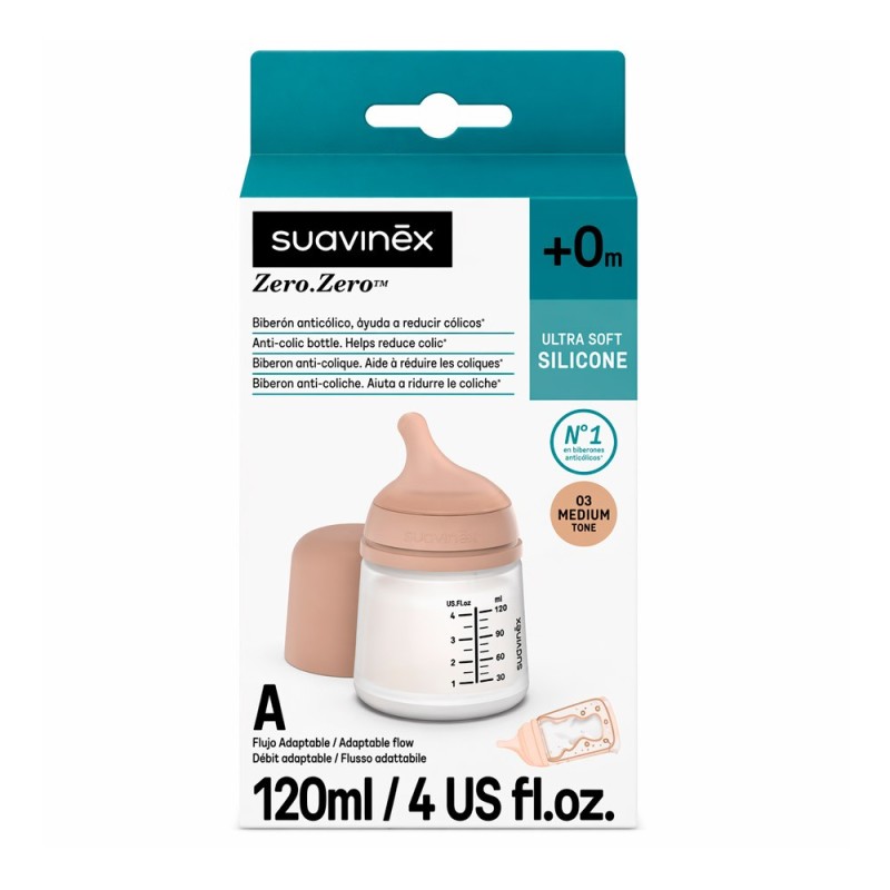 Suavinex Zero Zero Biberón Anticólico Medium 120 ml