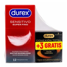Pack Durex Sensitivo + Conexión Total 15 uds ultrafinos