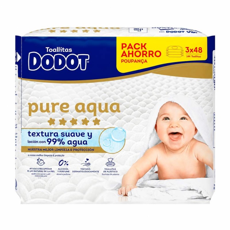 Dodot Aqua Pure Toallitas con Tapita 144 Unidades