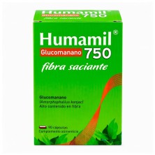 Humamil Glucomanano 750 mg 90 Cápsulas Fibra Saciante