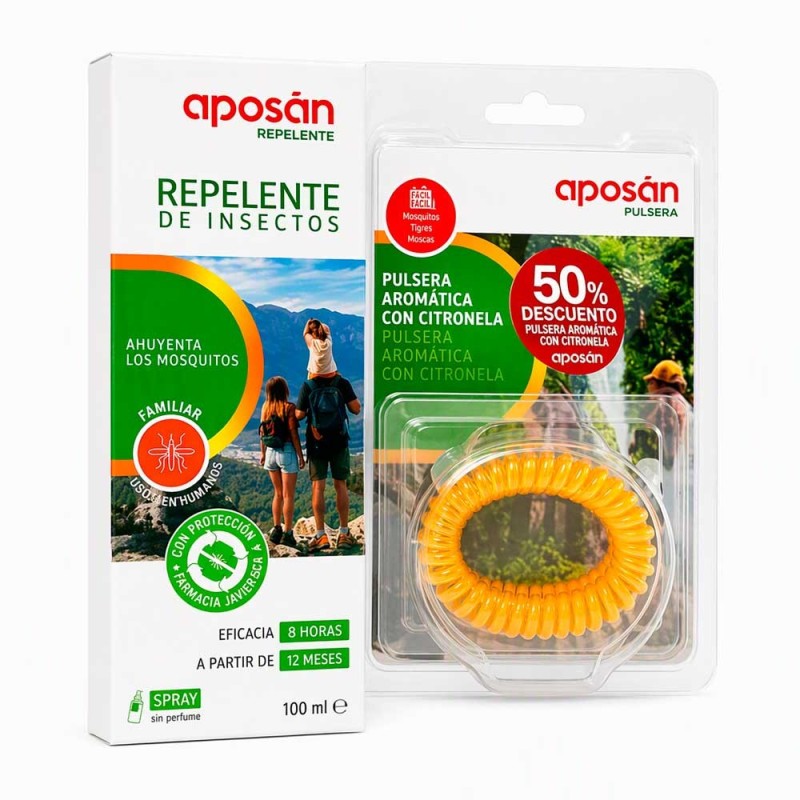 Pack Aposán Repelente de Insectos Familiar 100 ml + Pulsera