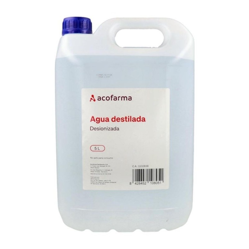 Acofar Agua Destilada Desionizada 5 Litros | Agua de alta pureza