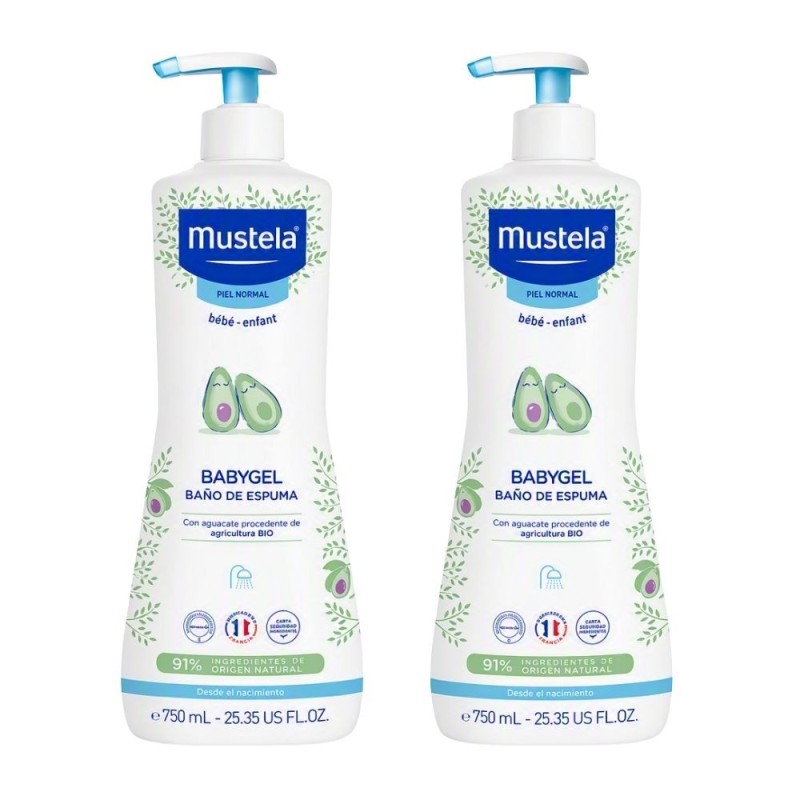 Duplo Mustela BabyGel Gel Dermolimpiador 2x750 ml | Higiene bebé