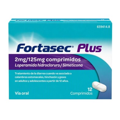 Fortasec Plus 2 mg/125 mg 12 comprimidos | Diarrea y gases