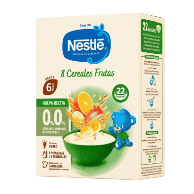 Nestlé Papilla 8 Cereales con Frutas 330 g | Desde 6 meses