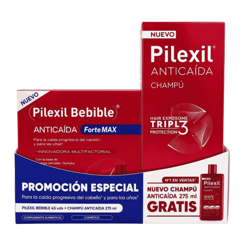 Pack Pilexil Forte MAX 45 bebibles + Champú 275 ml