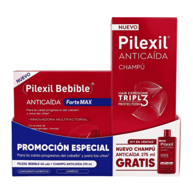 Pack Pilexil Forte MAX 45 bebibles + Champú 275 ml