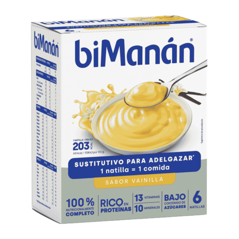 Bimanán BeSlim Natilla Vainilla 6x55 g | Sustitutivo de comida