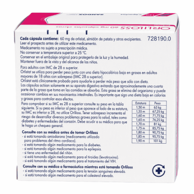 Orliloss 60 mg 120 cápsulas | Control del sobrepeso