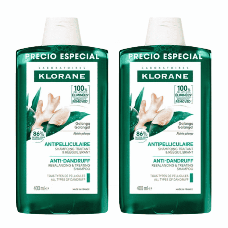 Duplo Klorane Champú Galanga 2x400 ml | Anticaspa