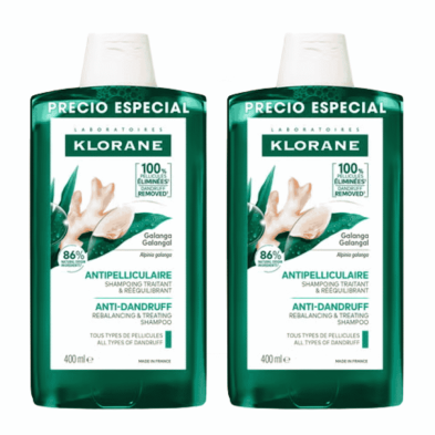 Duplo Klorane Champú Galanga 2x400 ml | Anticaspa