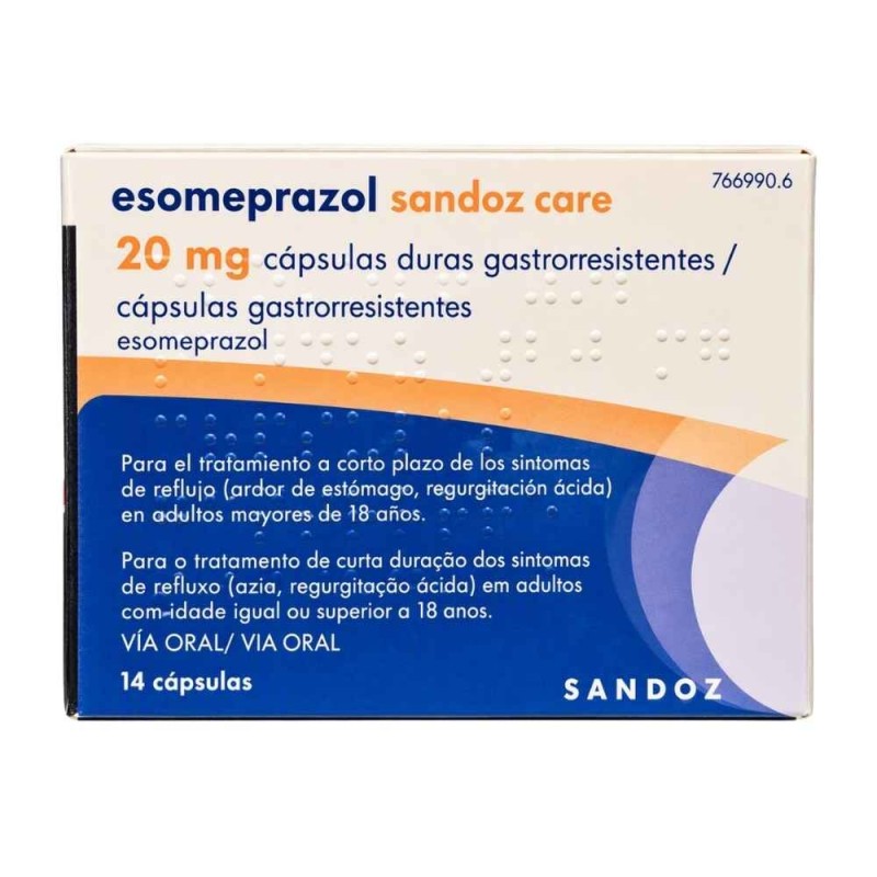 Esomeprazol Sandoz Care 20 mg 14 cápsulas | Reflujo
