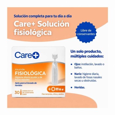Care+ Suero Fisiológico 30 x 5 ml | Higiene ocular y nasal