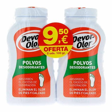 DUPLO DEVOR OLOR POLVOS DESODORANTES 2X100 GR