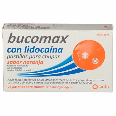 BUCOMAX NARANJA LIDOCAÍNA 24 PASTILLAS PARA CHUPAR