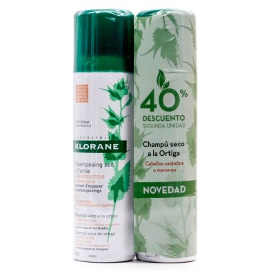 DUPLO KLORANE CHAMPÚ SECO ORTIGA COLOR 2X150 ML