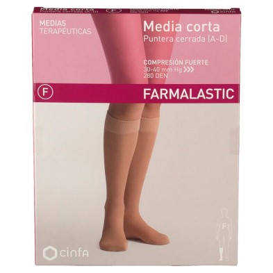 Farmalastic Media Corta Compresión Fuerte Cerrada Beige Mediana