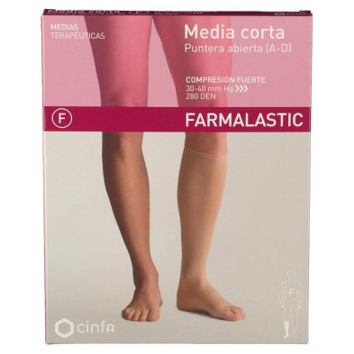 Farmalastic Media Corta Compresión Fuerte Abierta Beige Extra Grande