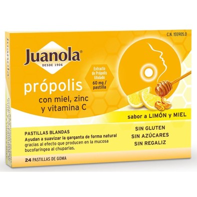 JUANOLA PROPOLIS CON MIEL, ZINC Y VITAMINA C 24X60 MG