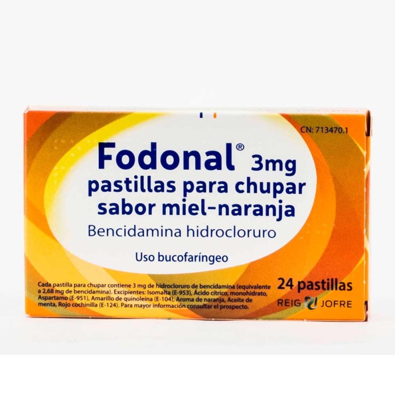 Fodonal 3 MG 24 Pastillas para Chupar Miel Naranja