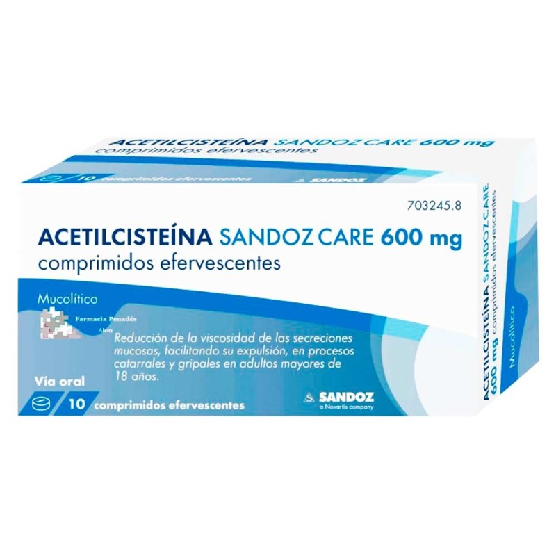 Acetilcisteína Sandoz Care 600 MG 10 Comprimidos Efervescentes